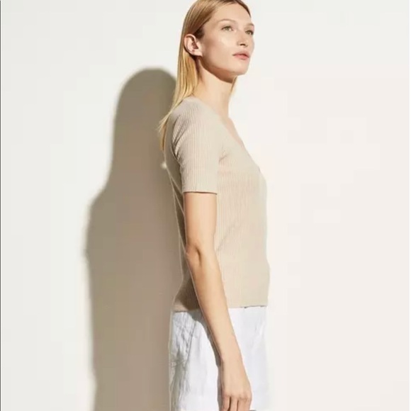 Vince Linen Henley Scoop Neck Top Natural Color - Picture 5 of 11